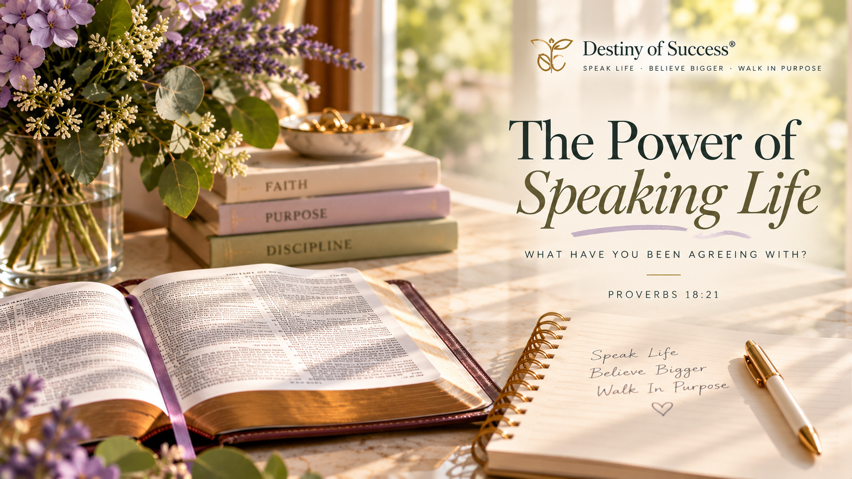 Destiny of Success blog cover for The Power of Speaking Life